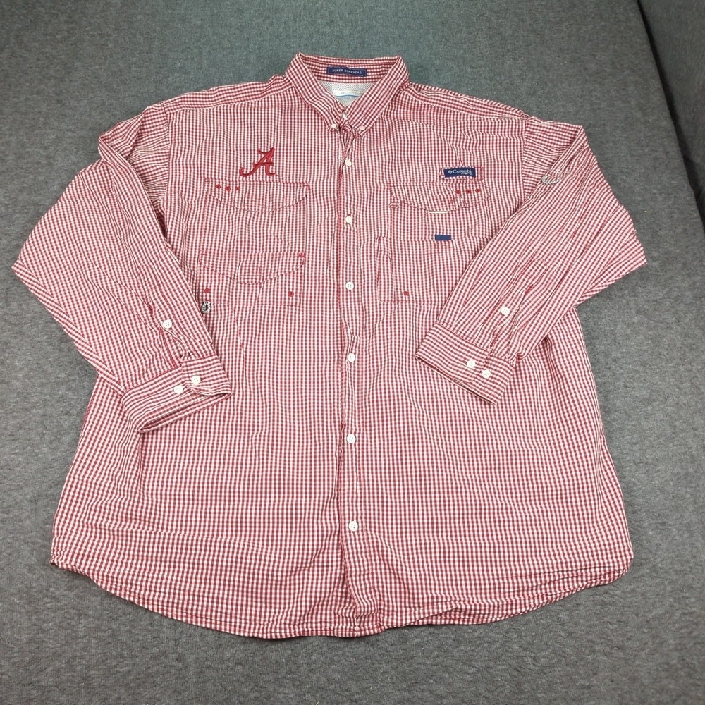 FSU Seminoles Shirt Mens 2XL Red Check Columbia PFG Super Bonehead Vented